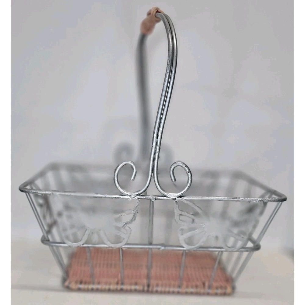 Butterfly Metal Wire Basket w/Handle. Easter, Baby, Seasonal Decoration